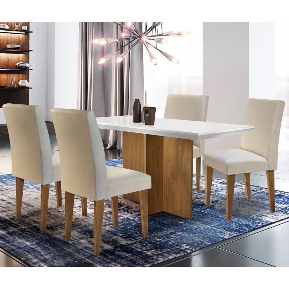 Mesa de Jantar 4 Lugares Pequena 80x100cm MDF Salinas Moderna para Casa