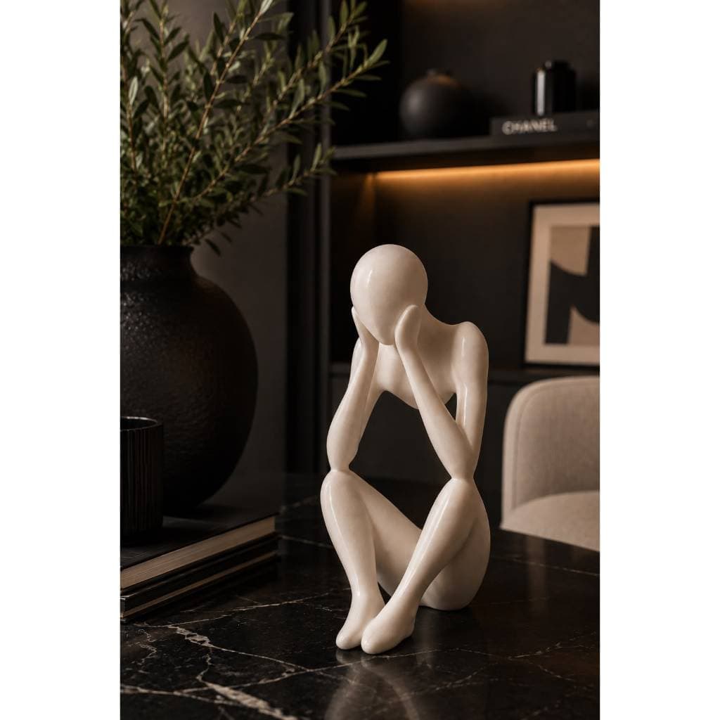Escultura Decorativa Pensador | Estátua Moderna Minimalista | Decoração para Sala, Escritório e Quarto