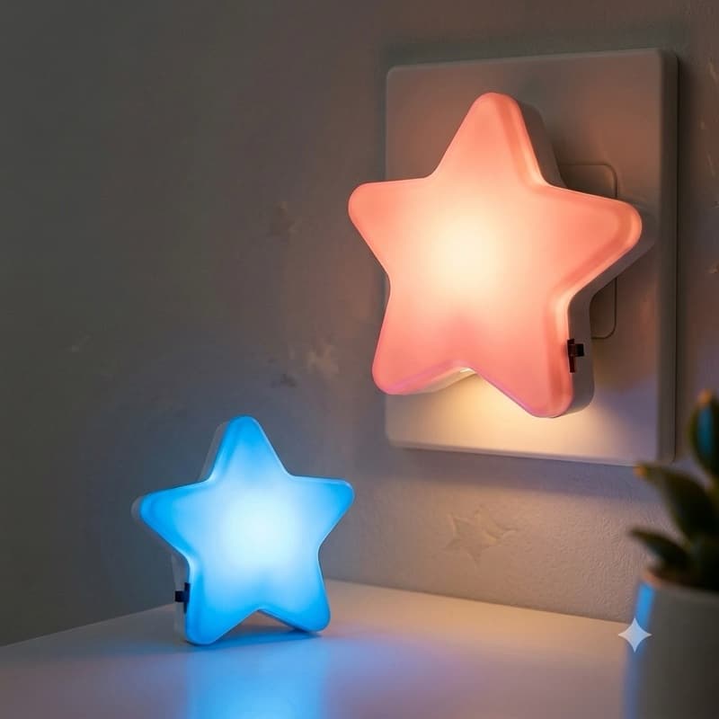 Abajur Luminária De Tomada Infantil Estrela LED Bivolt Quarto Criança Noturno
