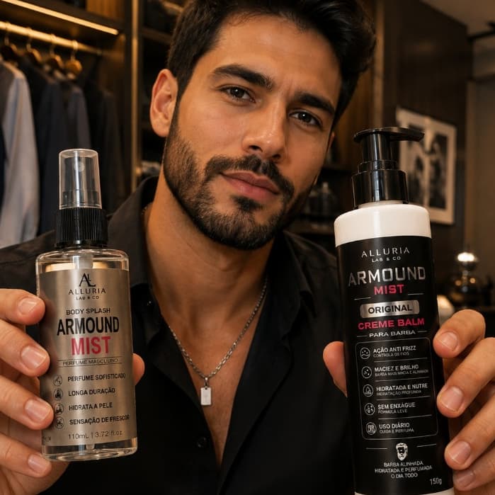 Kit Presente Body Splash e Creme Balm  Barba Armound – Sua barba Impecável. Sua presença inesquecível.