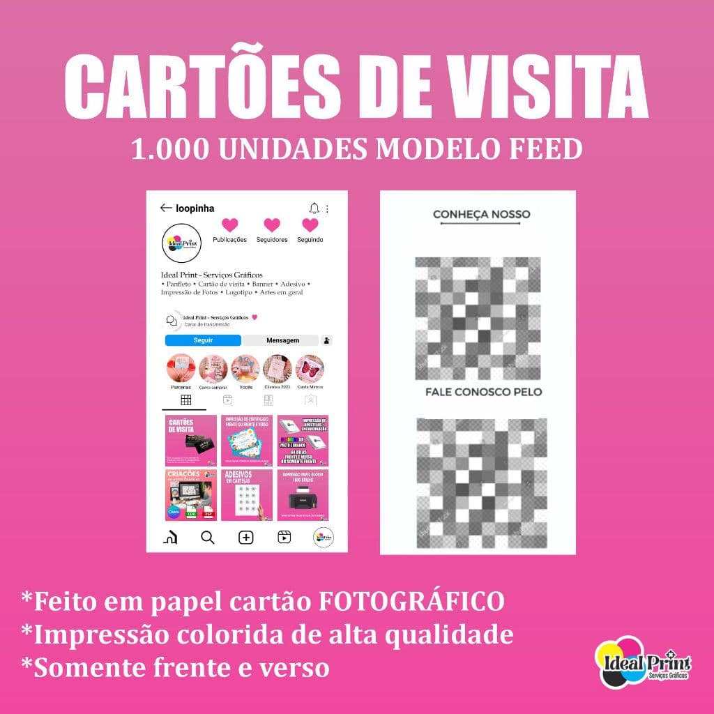 1000 CARTÕES DE VISITA | MODELO FEED | CRIAMOS A ARTE