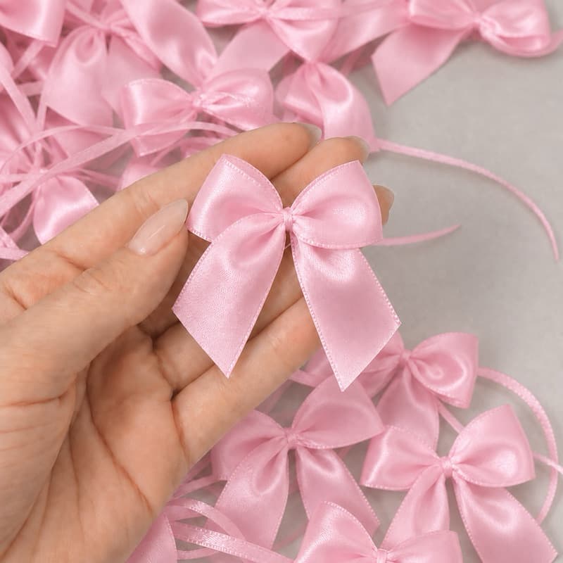 Laço Cetim com fitilho amarração Rosa Bebê Nº5 Lembrancinhas esfera caixa Maternidade Batizado Festa eventos Artesanato
