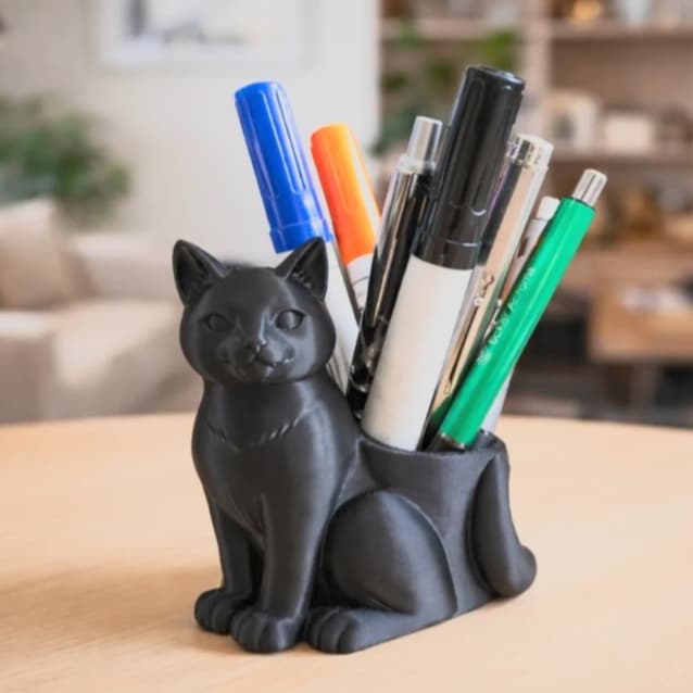 Porta Caneta e  Lápis de Mesa Personalizado Fofo Formato Gato