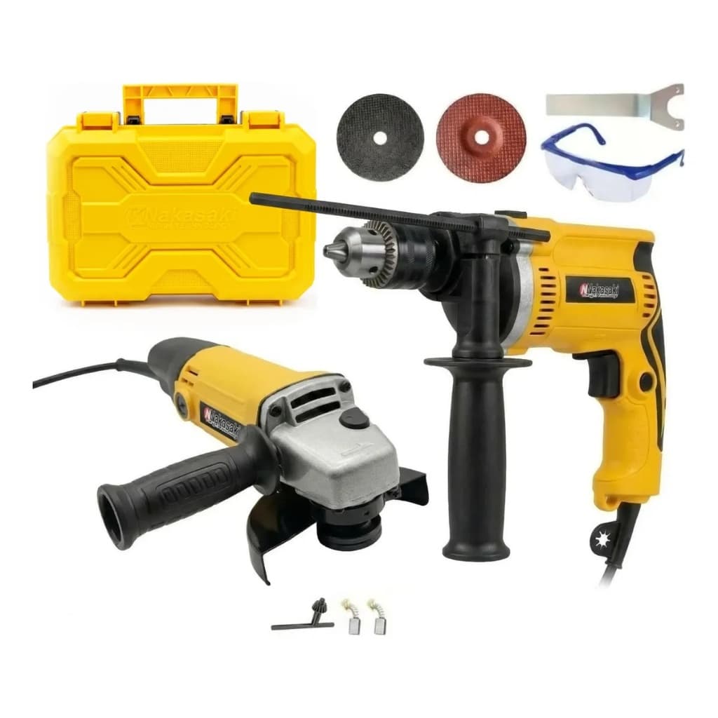 Kit Furadeira de Impacto 1000w 13mm + Esmerilhadeira Lixadeira 1000w ENVIO IMEDIATO