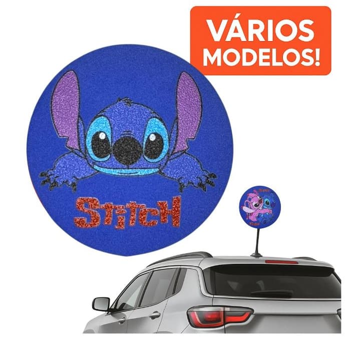 Ponteira Enfeite de Antena Stitch -  Angel - Lilo & Stitch - Azul - Carro e Moto