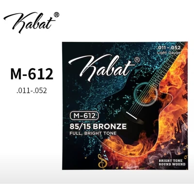 Encordoamento Violão Aço Kabat M-612 0.011-0.052 Bronze 85/15 Light Gauge Som Brilhante