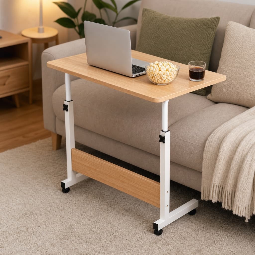 Haosin Multipurpose Desk with Height and Adjustable Wheels, for Laptop, Tablet Bed, Adjustable Sofa