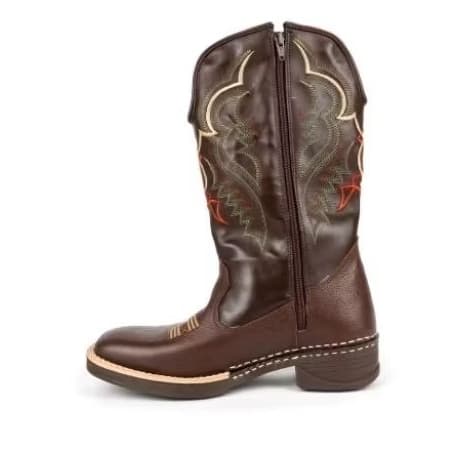 Bota Texana Masculina Bianchini Country Café Ref 9002 - Couro Legítimo Zíper Lateral