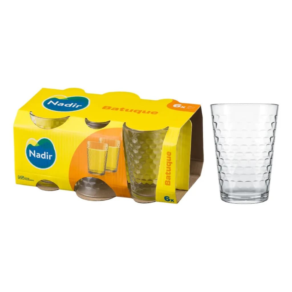 Jogo 6 Copos Batuque Nadir 2019 Vidro Água Suco Refrigerante Copo Resistente Mesa Posta Casa
