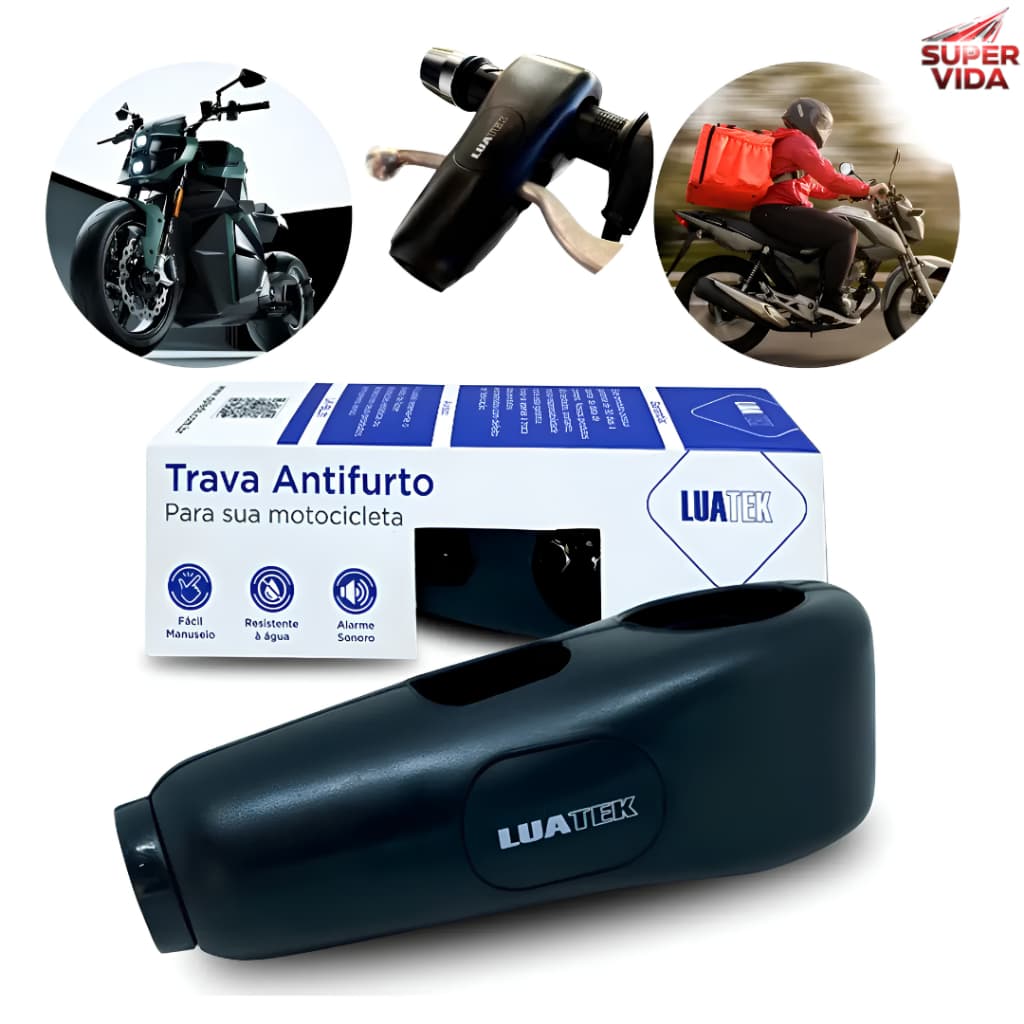 Trava Antifurto Moto Com Alarme Sonoro 120dB Trava Manete Freio Acelerador Universal Prova D'água