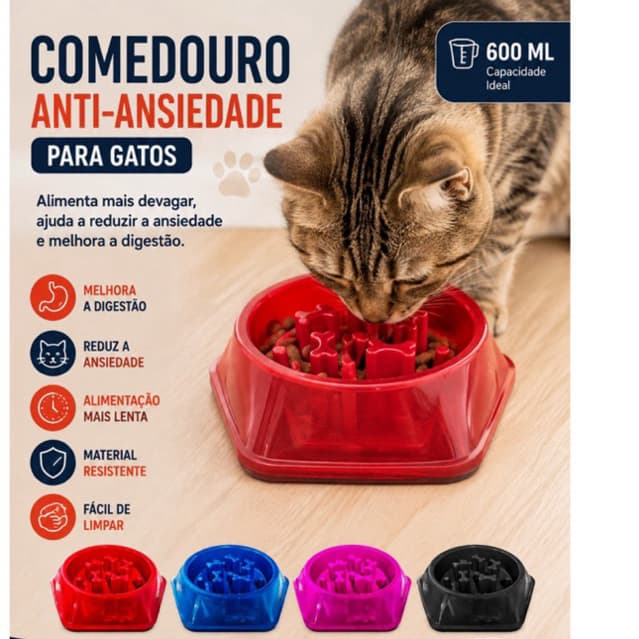 Comedouro Educativo Lento Para Cachorro Gato Antistress Obesidade Engasgo