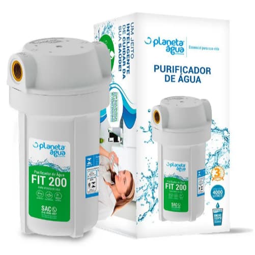 Filtro Purificador de Água FIT200 7" Completo Rosca 1/2 Planeta Água