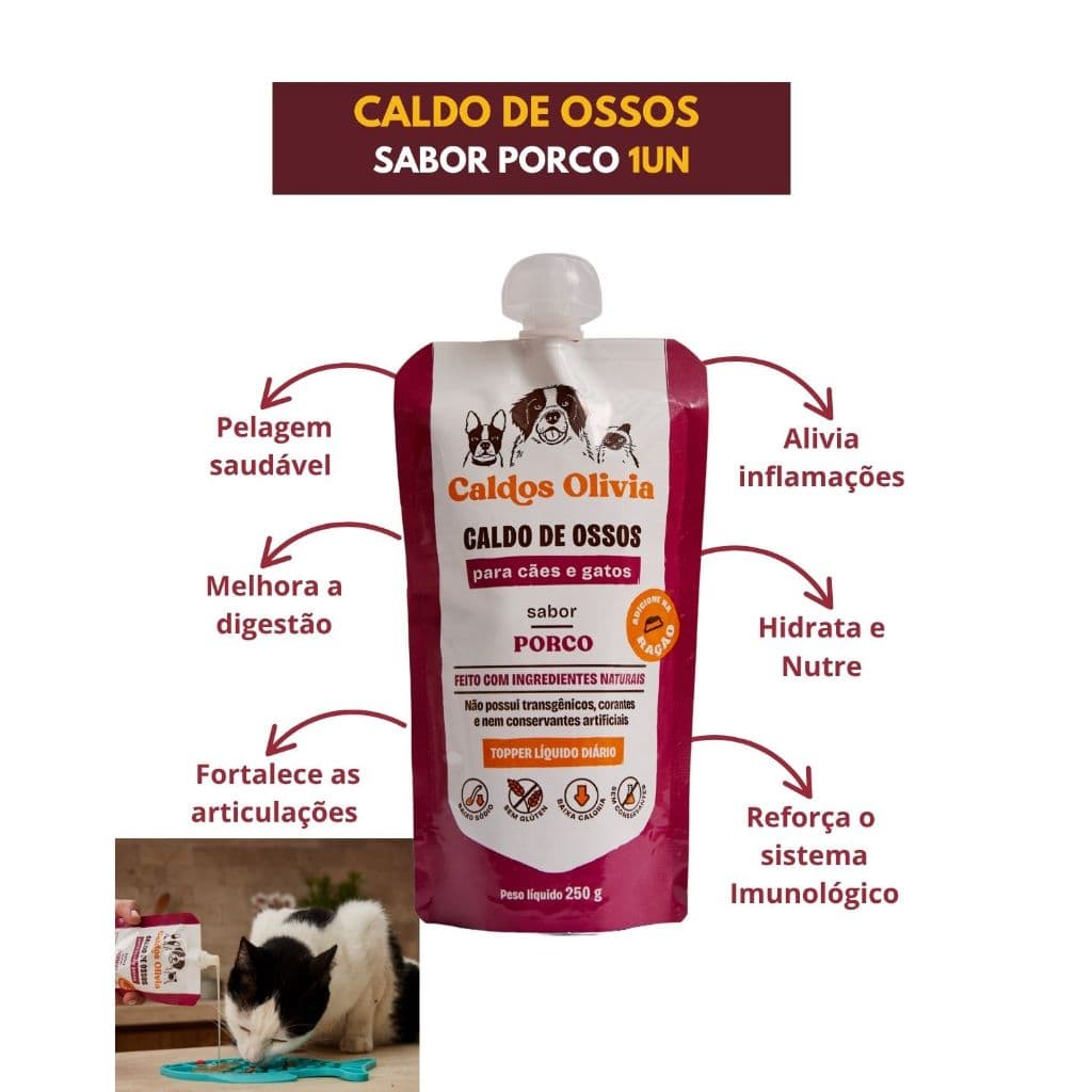 Caldo de Ossos Para Cachorro Gatos Suplemento Caldos Olivia Natural Pet