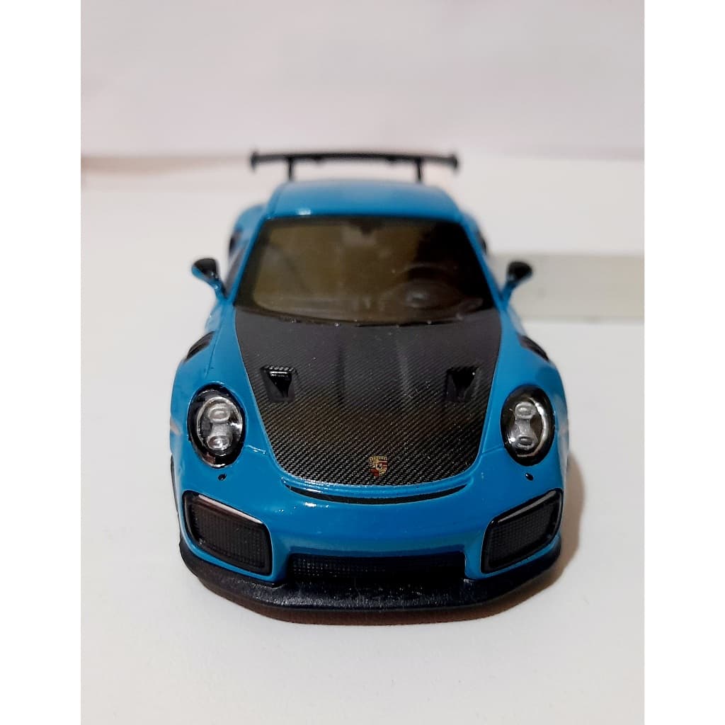 Miniatura Porsche 911 gt2 RS Azul Esverdeado Kinsmart 1:36 Metal e Fricção