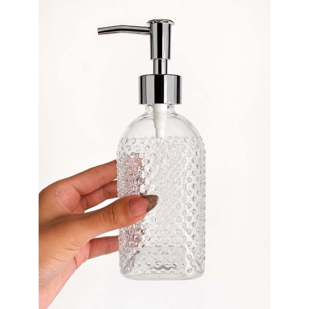 Porta Sabonete Liquido Banheiro Vidro 400ml Dispenser para Sabonete e Alcool / Azul / transparente e roxo