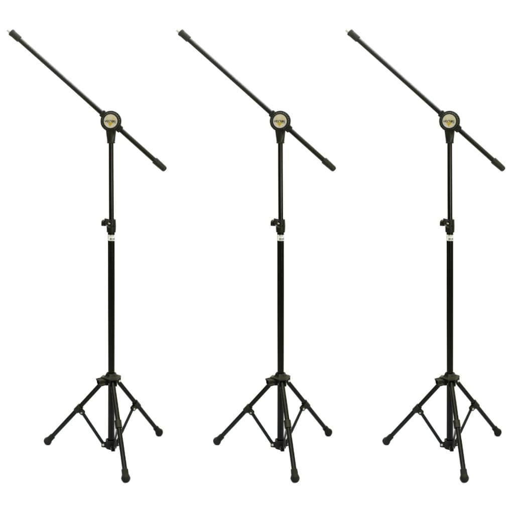 3 Suporte E Pedestal P/ Microfone C/ Regulagem e Tripé Vector