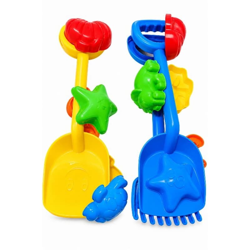Kit Brinquedos de Praia Infantil – Pá, Rastelo e Forminhas