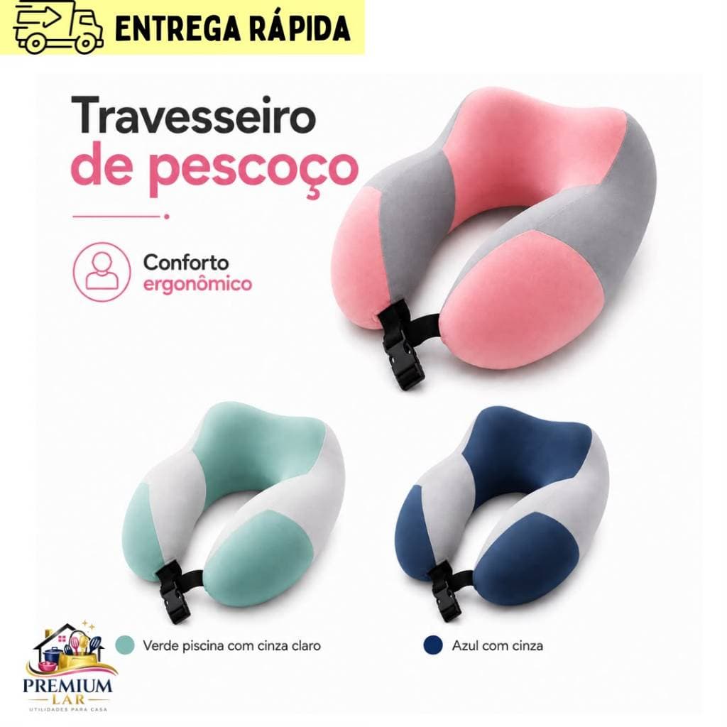 Almofada de Viagem Pescoço Travesseiro Confortável Três Cores Disponíveis.