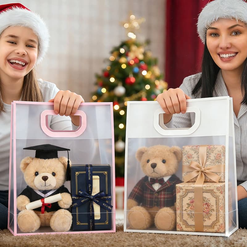 30 peças sacola plástica transparente para presente de aniversário, casamento, doces, sacola de compras ecológica