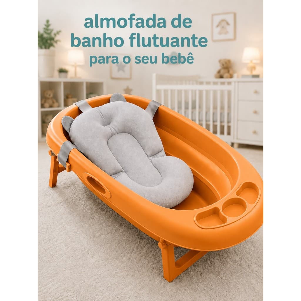 Almofada De Banho Bebê Infantil Com Trava Regulável Antiderrapante Cintas Ajustáveis Fácil Secagem
