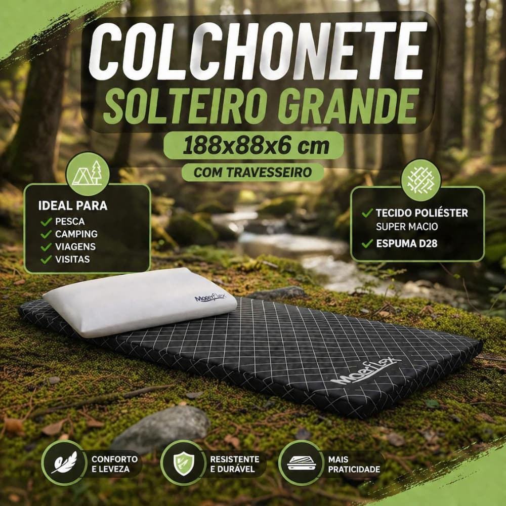 Kit Colchonete Extra Espuma D28 188x88x6 cm Com Travesseiro Soft