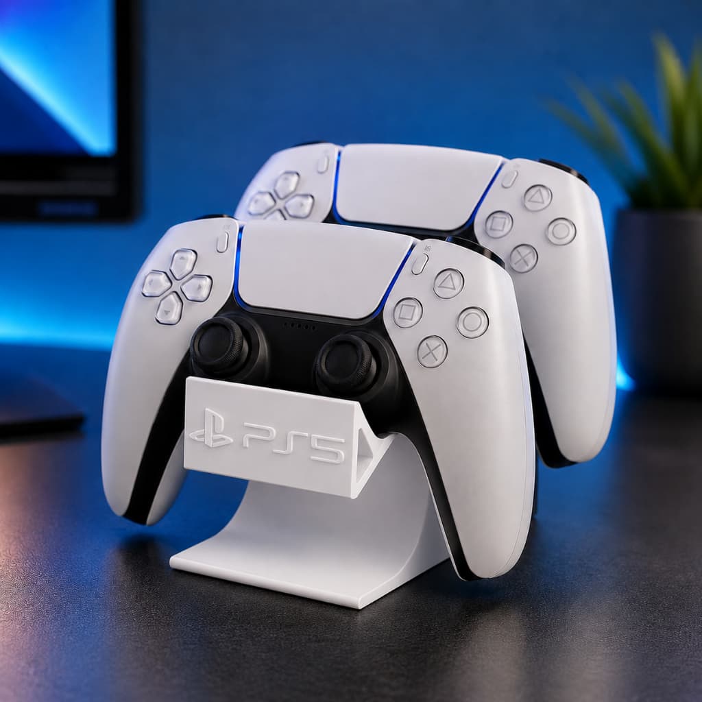 Suporte Duplo para 2 Controles PS5 DualSense Base de Mesa para Setup Gamer