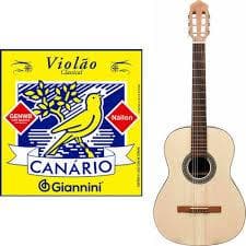 2 Encordoamento para Violão Nylon 6 Cordas Giannini Canário GENW Média Com Bolinha - Novo Original