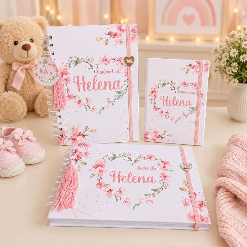CADERNETA DE VACINAÇÃO FLORAL CORAÇÃO MENINA ATUALIZADA / LIVRO DO BEBÊ/ PORTA DOCUMENTOS / CAPA DURA
