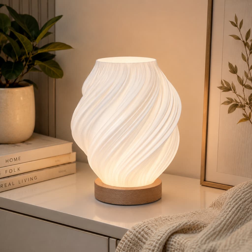 Abajur Luminaria Perola Espiral de Mesa Sala Quarto Moderno Com LED