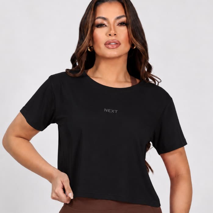 Blusa Cropped Fitness Feminina Poliamida Toque Gelado Manga Curta Academia Corrida Treino