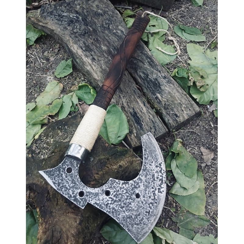 Machado Viking Artesanal em Aço Carbono com Cabo em Madeira