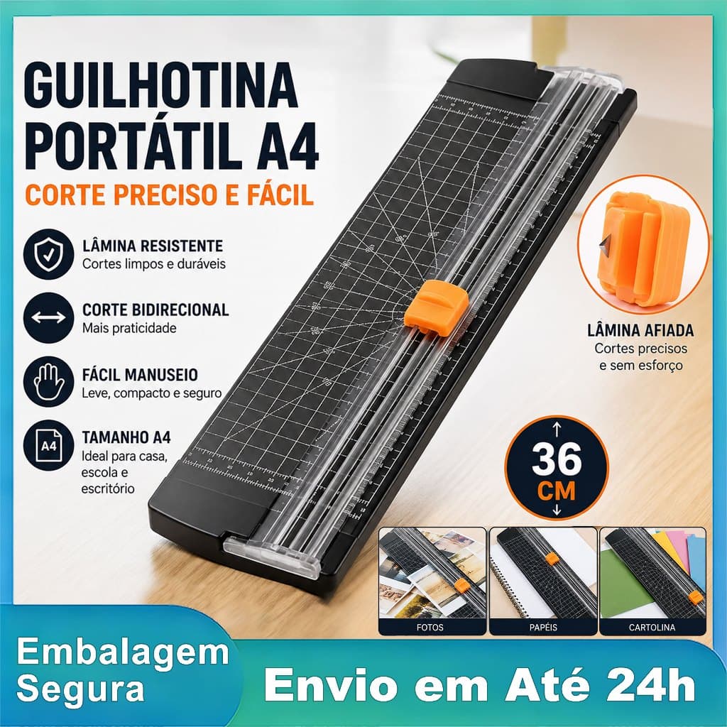 Guilhotina A4 Cortador de Papel Port谩til Refiladora de Papel Corte Preciso L芒mina Resistente Manual