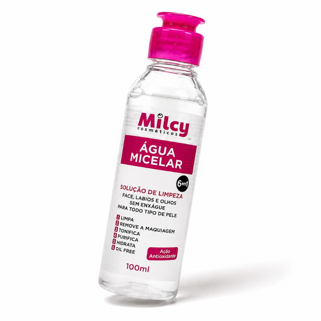 Água Micelar Demaquilante 6 em 1 Solução de Limpeza Facial Sem Enxágue para Todo Tipo de Pele Milcy