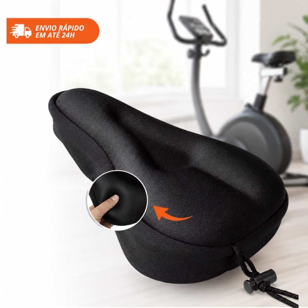 Capa Gel Selim Banco De Bike Universal Ergométrica Spinning Ajustável 29x18cm Conforto Extra MTB