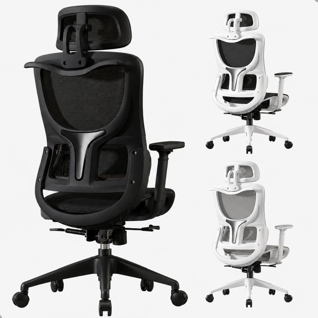 Cadeira de Escritório Executiva Ergonômica Giratória Tela Mesh Reclinável com Apoio Lombar e Cabeça Suporta 200kg Gamer