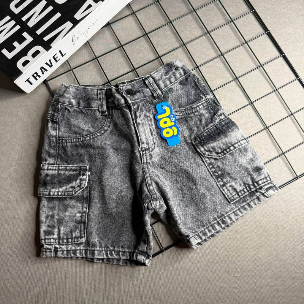 Bermuda Short Cargo Mauricinho Preta Marmorizado Infantil Juvenil Menino