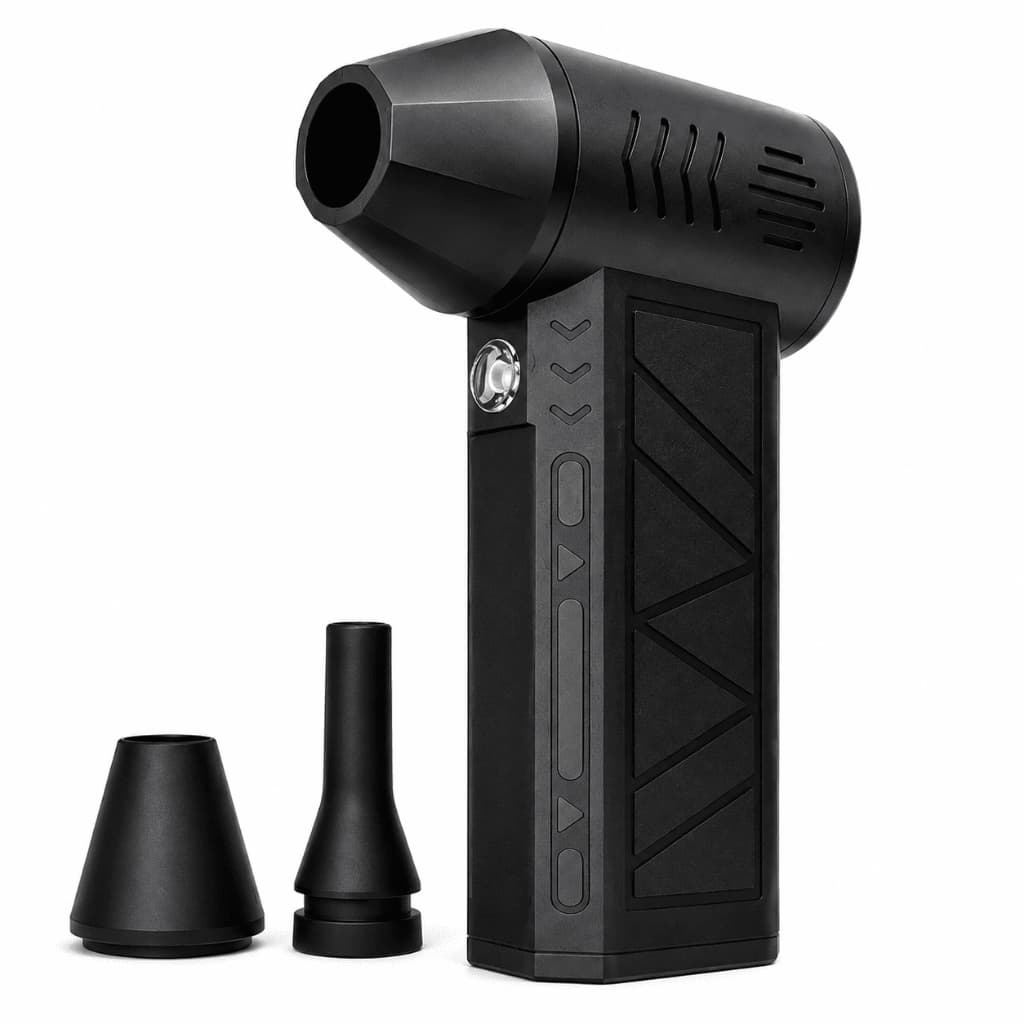 Mini Soprador Turbo Elétrico Portátil 200W Recarregável USB-C com Lanterna LED + NF