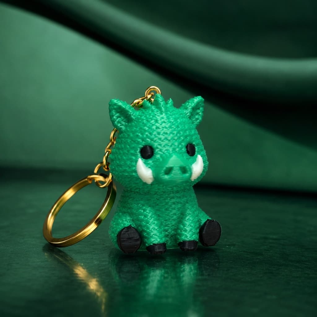 Chaveiro Mascote Verde Javali 3D Unitário Colecionável para Chaves Mochila Bolsa Presente Criativo