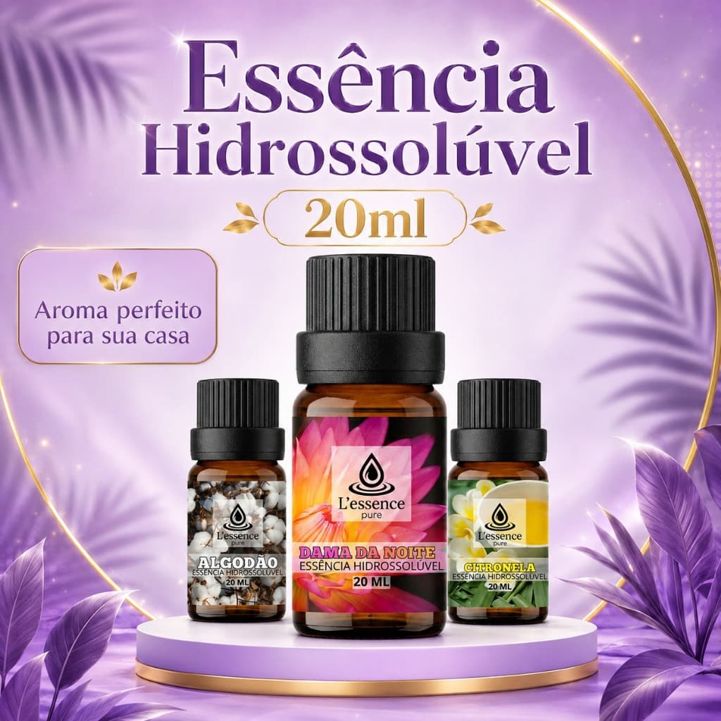 3 & 1 Essências Queridinhas de 20ml | Umidificador e Difusor | Algodão, Citronela e Dama da Noite
