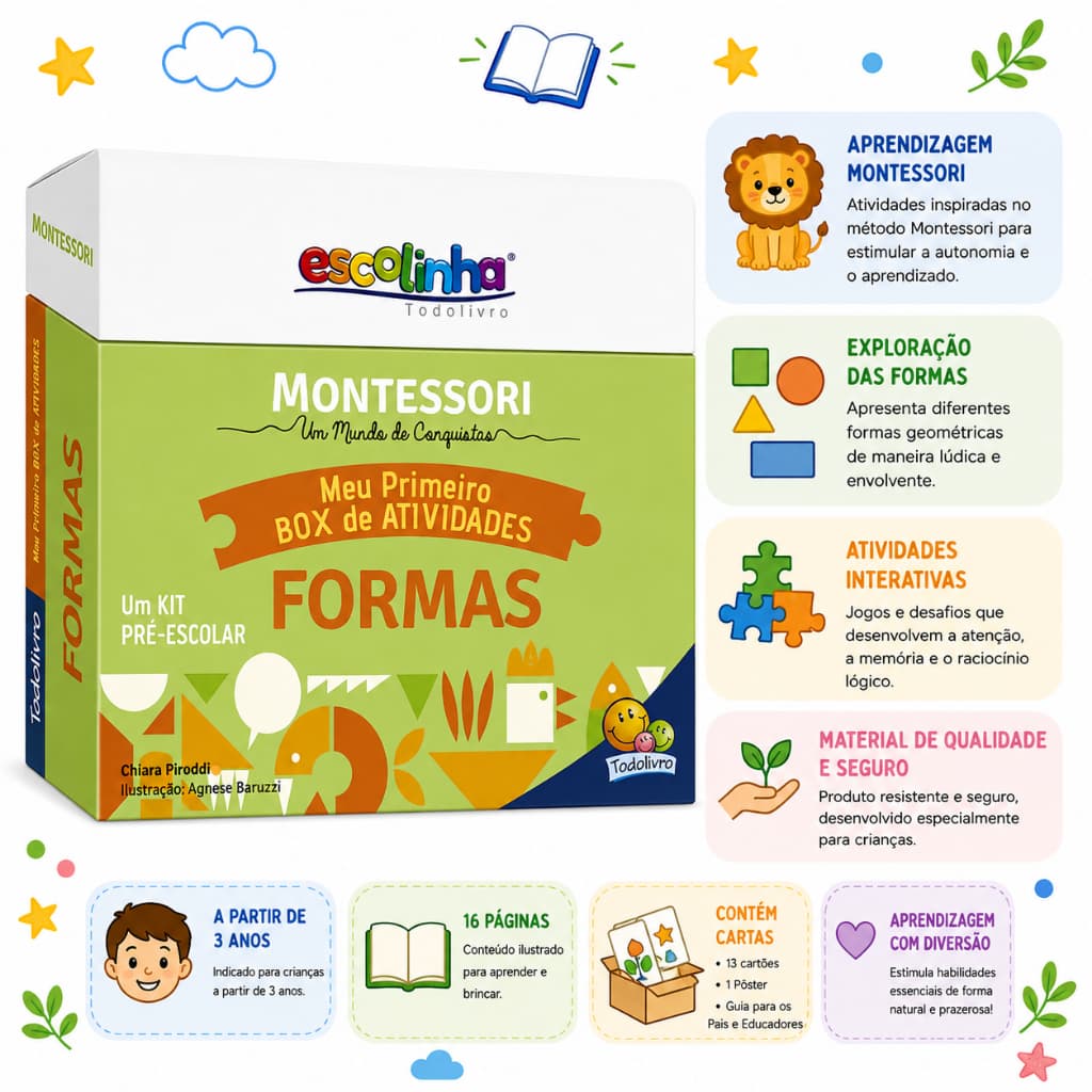 Box Montessori Números Infantil Atividades Educativas 13 Cartões + Pôster Todolivro 3 Anos