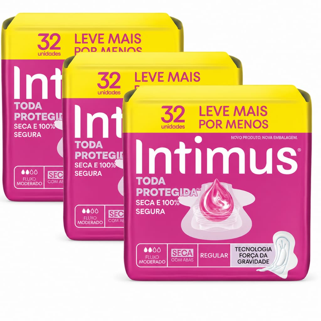 Kit c/3 Absorvente Intimus  c/Abas 32 unidades