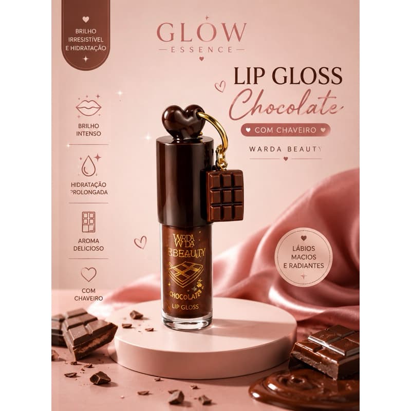Lip Gloss Labial Chocolate C/ Chaveiro Wardabeauty