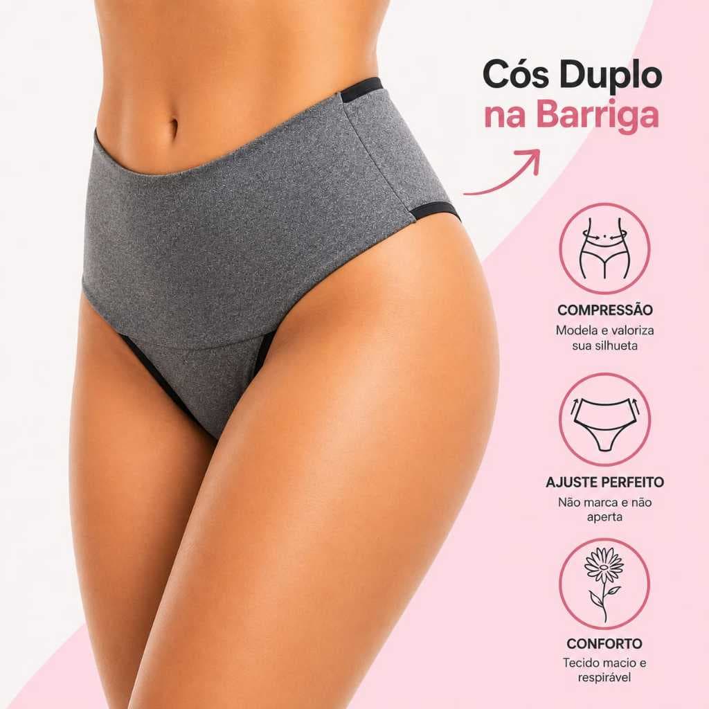 KIT 2 Calcinhas Segura Barriga  Com Cós Alto Ajuste Perfeito Calcinha Feminina Forro 100% Algodão