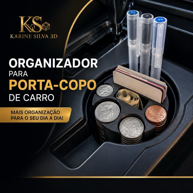 Organizador Porta Copos Carro Porta Moedas Cartões Dinheiro Compatível Com Todos Porta Copos Preto E Branco