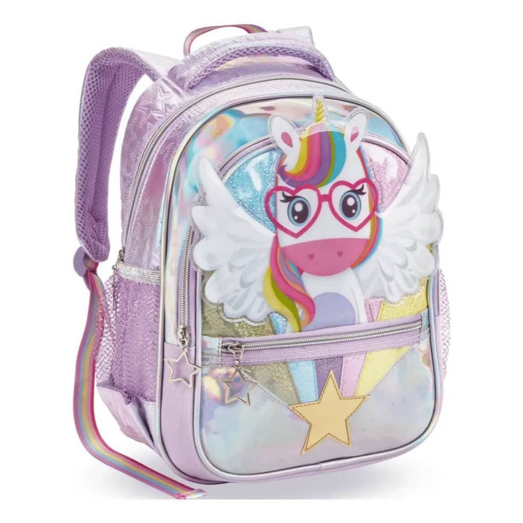 Mochila Unicórnio Infantil Menina De Costas Rosa
