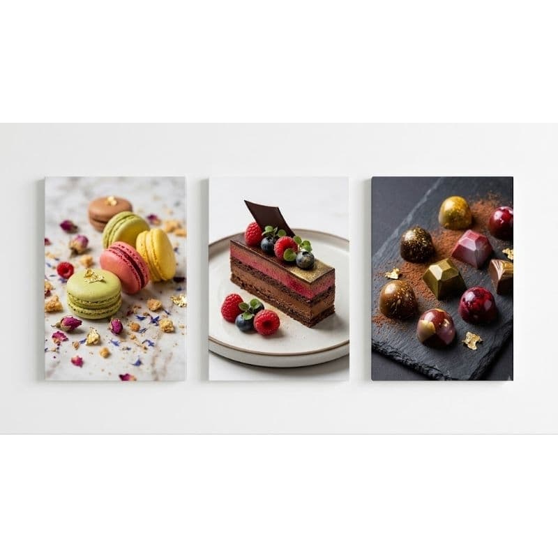 Quadros Decorativos Confeitaria cozinha padaria Doces Macarons Sobremesas Chocolates sem moldura