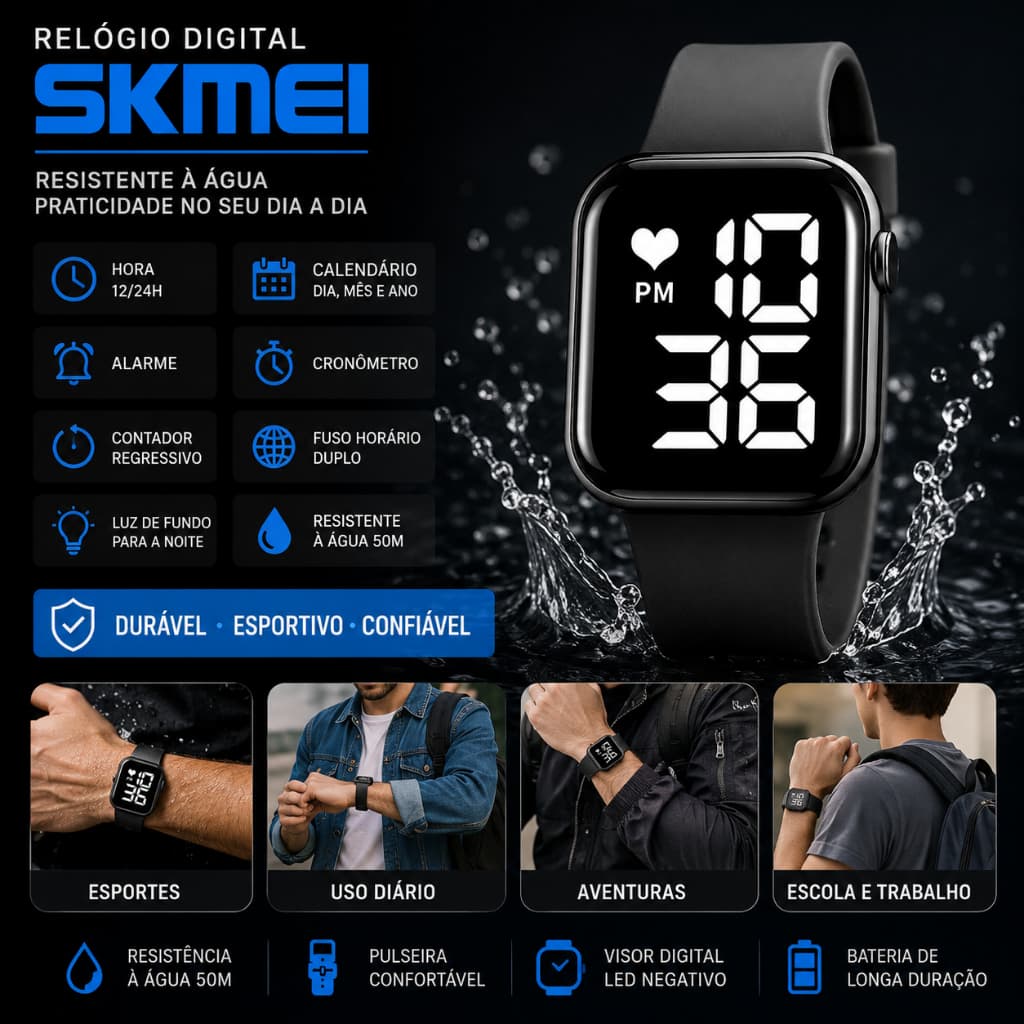 Relógio Digital SKMEI - PRETO