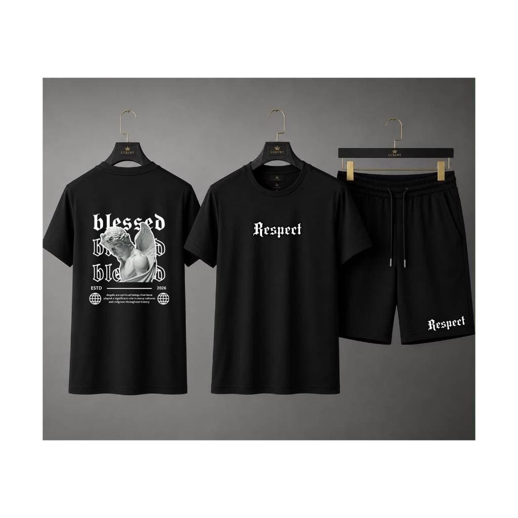 Conjunto Camiseta Com Bermuda BLESSED Oferta Imperdivel