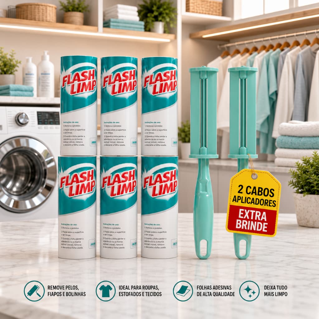 Removedor Refil Adesivo Tirar Bolinhas Pelos Fiapos Kit C/6 E 2 Cabos