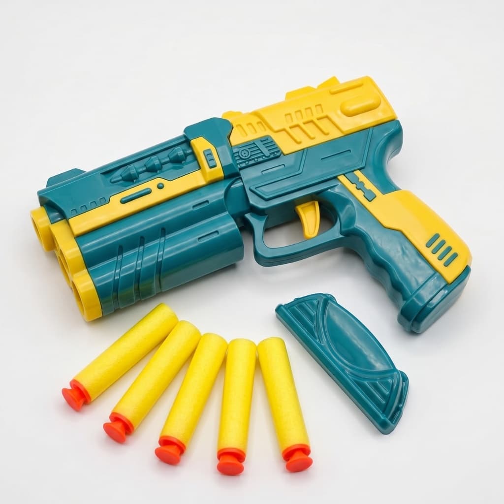 Lançador de Dardos Infantil Pistola de Brinquedo com 5 Dardos de Espuma Tiro ao Alvo